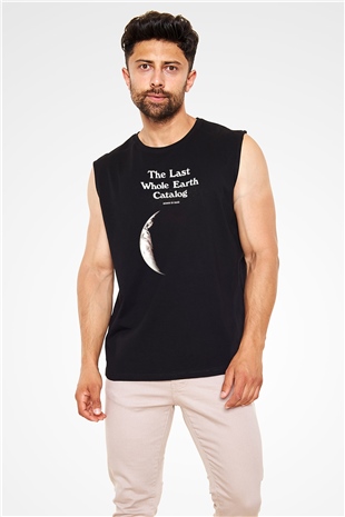 Yer yüzü Siyah Unisex Kolsuz Tişört