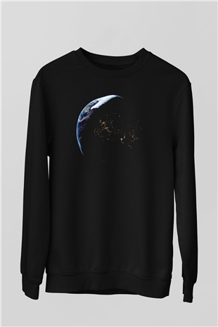 Yer yüzü Siyah Unisex Sweatshirt