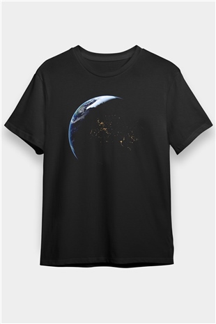 Yer yüzü Siyah Unisex Tişört T-Shirt - TişörtFabrikası