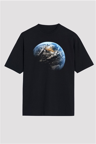 Yer yüzü Siyah Unisex Tişört T-Shirt - TişörtFabrikası