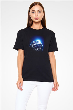 Yer yüzü Siyah Unisex Tişört T-Shirt - TişörtFabrikası