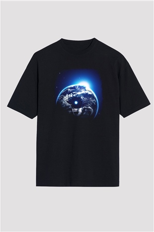 Yer yüzü Siyah Oversize Tişört Oversize T-shirt - TişörtFabrikası
