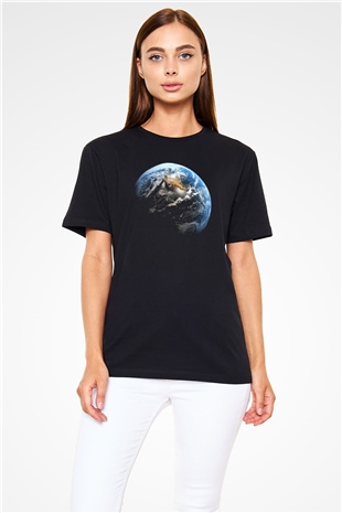 Yer yüzü Siyah Unisex Tişört T-Shirt - TişörtFabrikası