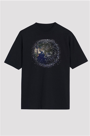 Yer yüzü Siyah Oversize Tişört Oversize T-shirt - TişörtFabrikası