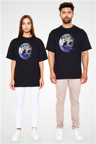 Yer yüzü Siyah Oversize Tişört Oversize T-shirt - TişörtFabrikası