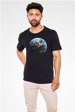 Yer yüzü Siyah Unisex Tişört T-Shirt - TişörtFabrikası