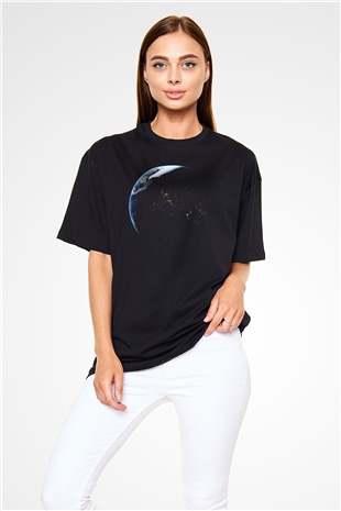 Yer yüzü Siyah Oversize Tişört Oversize T-shirt - TişörtFabrikası