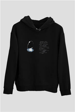Yerçekimi Yörüngeleri Denklemleri Baskılı Unisex Siyah Hoodie