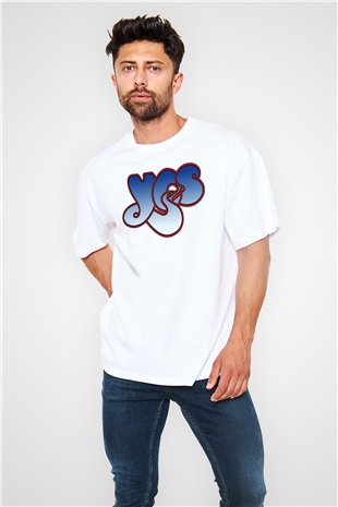 Yes Beyaz Unisex Oversize Tişört T-Shirt