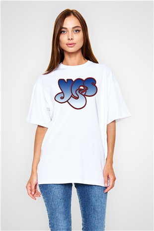 Yes Beyaz Unisex Oversize Tişört T-Shirt