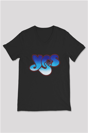 Yes Siyah Unisex V Yaka Tişört T-Shirt