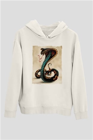 Yılan Beyaz Unisex Hoodie