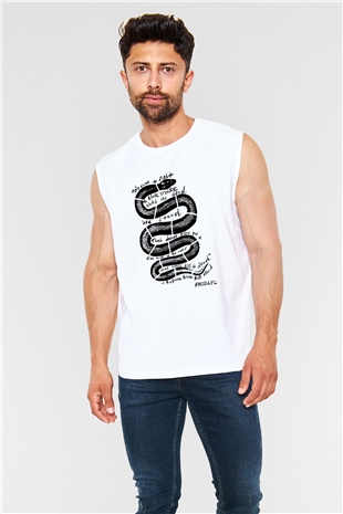 Yılan Beyaz Unisex Kolsuz Tişört