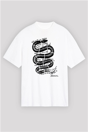 Yılan Beyaz Unisex Oversize Tişört T-Shirt