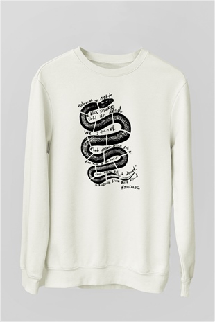 Yılan Beyaz Unisex Sweatshirt