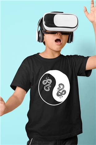 Yılan Siyah Unisex Çocuk Tişört