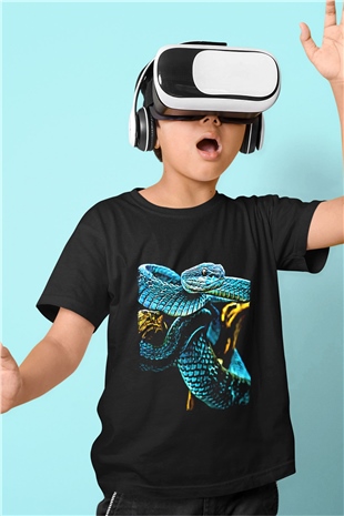 Yılan Siyah Unisex Çocuk Tişört