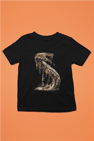 Yılan Siyah Unisex Çocuk Tişört