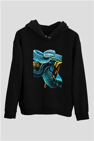 Yılan Siyah Unisex Hoodie