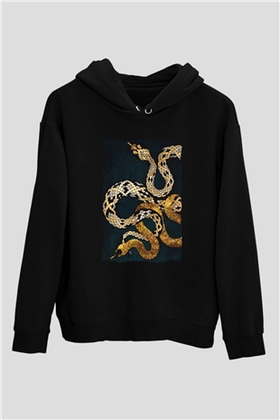 Yılan Siyah Unisex Hoodie