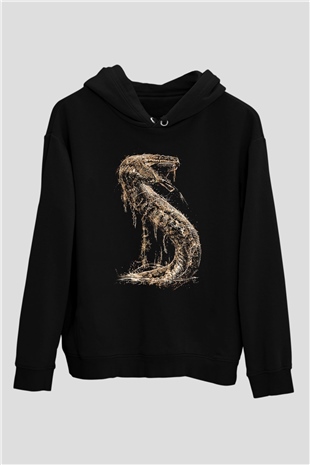 Yılan Siyah Unisex Hoodie