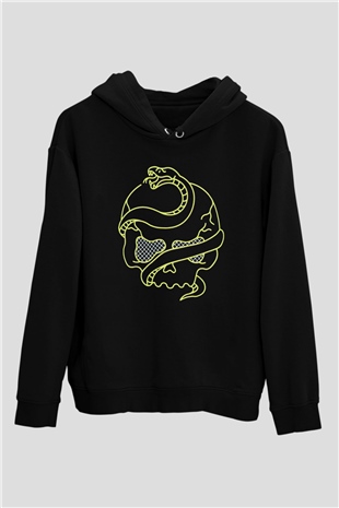 Yılan Siyah Unisex Hoodie