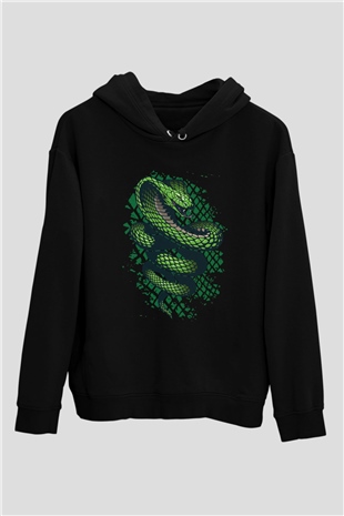 Yılan Siyah Unisex Hoodie