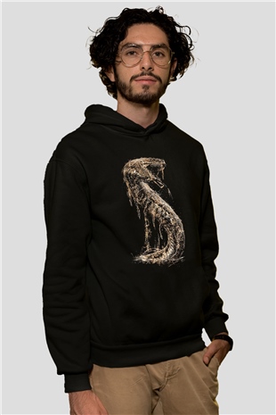 Yılan Siyah Unisex Hoodie