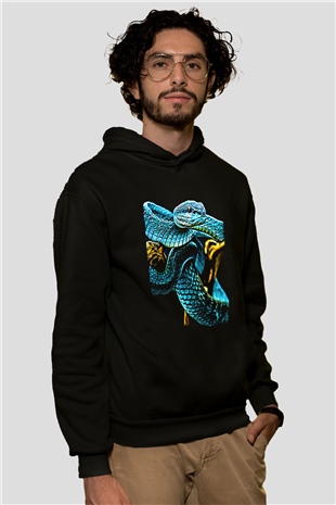 Yılan Siyah Unisex Hoodie