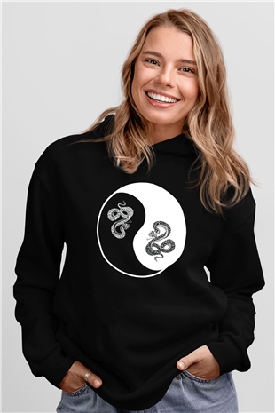 Yılan Siyah Unisex Hoodie