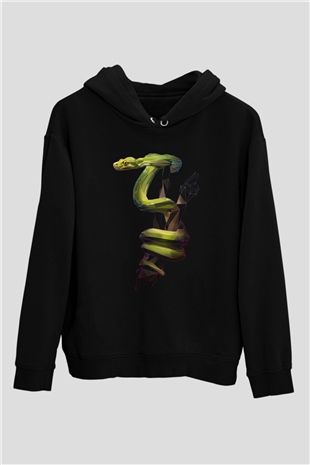 Yılan Siyah Unisex Hoodie