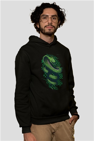 Yılan Siyah Unisex Hoodie