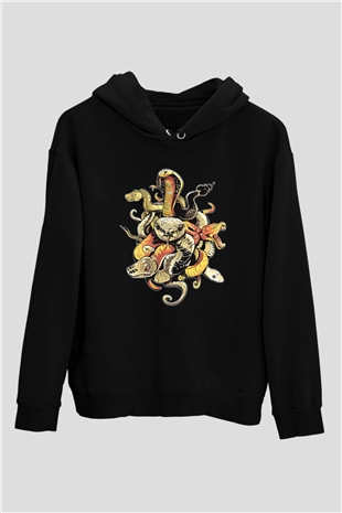 Yılan Siyah Unisex Hoodie