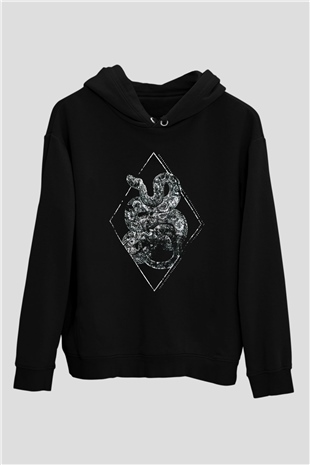 Yılan Siyah Unisex Hoodie