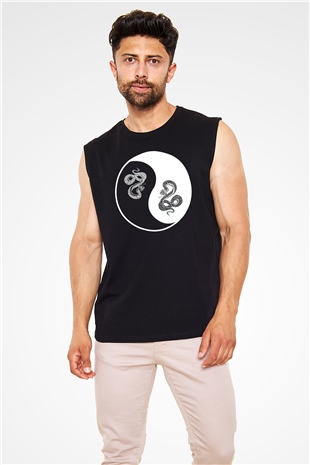 Yılan Siyah Unisex Kolsuz Tişört