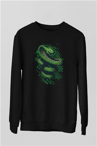 Yılan Siyah Unisex Sweatshirt