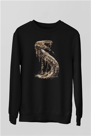 Yılan Siyah Unisex Sweatshirt