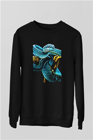 Yılan Siyah Unisex Sweatshirt