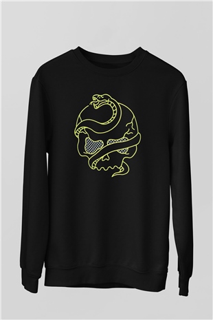 Yılan Siyah Unisex Sweatshirt