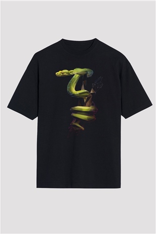 Yılan Siyah Oversize Tişört Oversize T-shirt - TişörtFabrikası