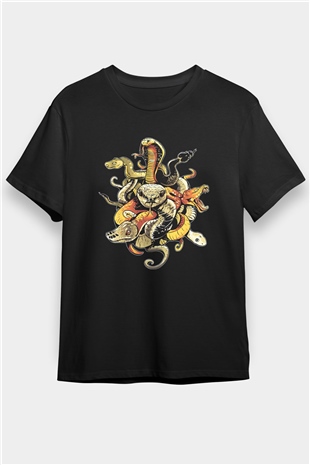 Yılan Siyah Unisex Tişört T-Shirt - TişörtFabrikası
