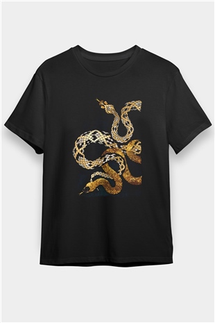 Yılan Siyah Unisex Tişört T-Shirt - TişörtFabrikası