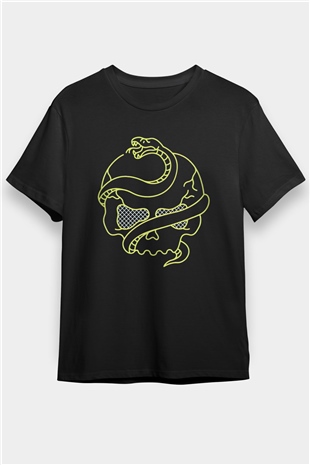 Yılan Siyah Unisex Tişört T-Shirt - TişörtFabrikası