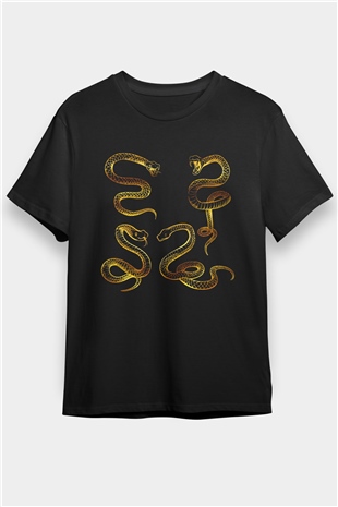 Yılan Siyah Unisex Tişört T-Shirt - TişörtFabrikası