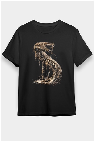Yılan Siyah Unisex Tişört T-Shirt - TişörtFabrikası