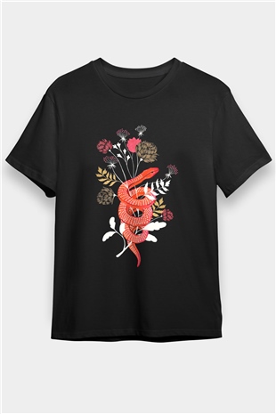 Yılan Siyah Unisex Tişört T-Shirt - TişörtFabrikası