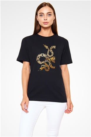 Yılan Siyah Unisex Tişört T-Shirt - TişörtFabrikası