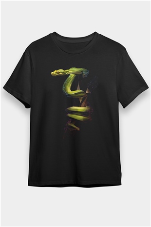 Yılan Siyah Unisex Tişört T-Shirt - TişörtFabrikası
