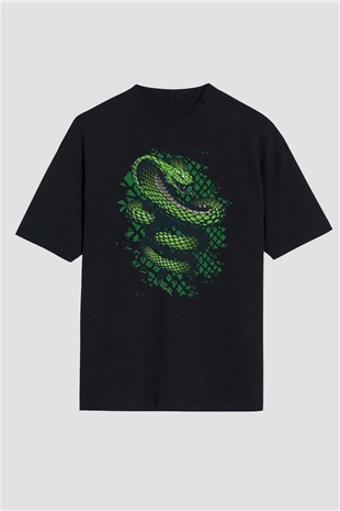 Yılan Siyah Oversize Tişört Oversize T-shirt - TişörtFabrikası