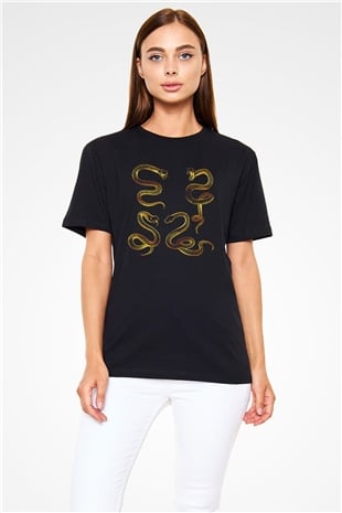 Yılan Siyah Unisex Tişört T-Shirt - TişörtFabrikası